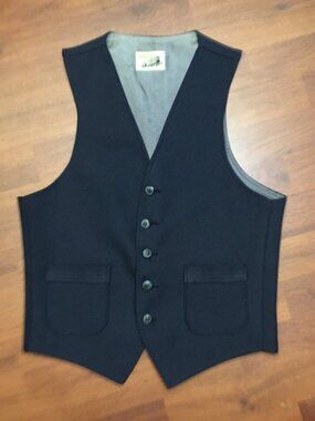 Vintage 70s Angels Flight Tobias Kotzin Men's Vest Black Button-Up Disco sz 36